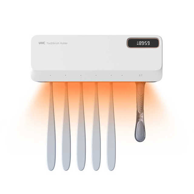 UVC Toothbrush Sanitizer Tooth Brush Sterilizer Cleaner Wall Mounted Timer Function Cordless Bathroom Toothbrush Holder