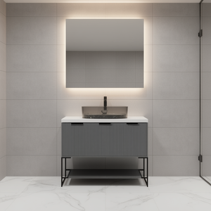 Freestanding <b>Bathroom</b> Vanity 48x18 Resin Basin Modern Minimalist Design <b>Floor</b> Standing <b>Cabinet</b> - Product Image 2