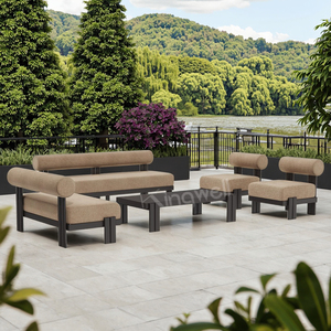 Juego de <span class=keywords><strong>cama</strong></span> de jardín de aluminio resistente a la intemperie moderno sofá de Salón al aire libre para comedor patio muebles de parque de hotel para - Product Image 1
