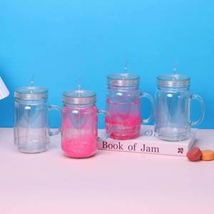 Mug de voyage en plastique de 20 oz, revêtu, à double paroi, réutilisable, écologique, transparent, avec poignée et couvercle anti-fuite, sans BPA, pour les voyages - Product Image 2