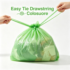 Bolsa de Basura Verde con Cierre de Cordón, Bolsa de Plástico para Residuos Reciclable, Bolsa de Transporte Personalizada para Supermercados y Exposiciones - Product Image 1