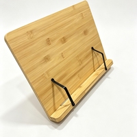Grand support de livre de recettes en bambou, support de livre pliable réglable avec pinces de maintien des pages, support de livre de recettes à 4 positions pour la cuisine et le bureau