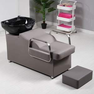 <b>High</b> End Portable Shampoo <b>Chair</b> Hair Salon Use Fiberglass Basin Semi-<b>Reclining</b> Flushing Bed Water Heater Modern Design - Product Image 2