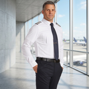 Nouveauté Chemise de pilote à col polo formel unisexe de haute qualité à manches longues Uniformes de compagnie aérienne 65% polyester 35% coton Personnalisé - Product Image 3