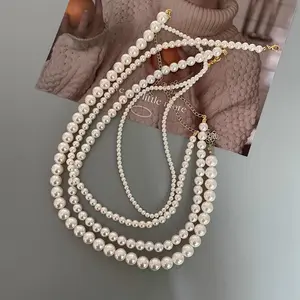 Collier de perles en or personnalisé ou standard à bon prix Long collier de perles de mariée pour femmes