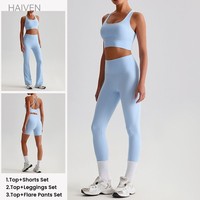 Ensemble de yoga 2 pièces OEM super doux brossé, nouveau, couleur nude, comprenant un débardeur de sport, un soutien-gorge de sport, un haut et un pantalon, idéal pour le fitness et la gym