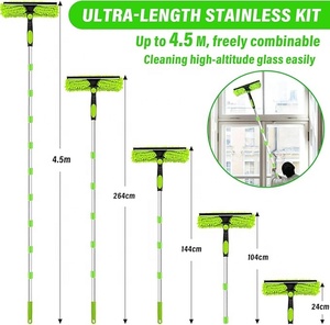 <span class=keywords><strong>Kit</strong></span> de <span class=keywords><strong>lavage</strong></span> de <span class=keywords><strong>vitres</strong></span> 3 en 1 avec 10 pôles d'extension, 2 brosses en microfibre et raclette, outil de nettoyage de <span class=keywords><strong>vitres</strong></span> télescopique - Product Image 4