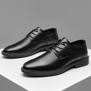 Zapatos Formales de Oficina para Hombre, Cierre sin Cordones, Parte Superior de Cuero PU, Impermeables, Antideslizantes, Transpirables, Mocasines de Negocios Resistentes - Product Image 1
