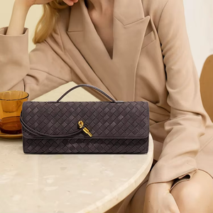 Bolso de Mujer Estilo Retro Personalizado, Bolso de Mano de Cuero PU con Tacto de Gamuza, Tejido a Mano, Bolso de Hombro de Terciopelo Suave y Moderno - Product Image 5