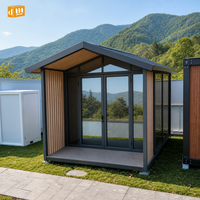Maison de vacances de luxe moderne en conteneur d'acier préfabriqué de 20 pieds, 2 chambres, mini, amovible, avec finition bois