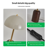 Lampe de bureau de style rétro du milieu du siècle JACKSUN, lampe de table avec interrupteur à fermeture éclair, base en bois massif, lampe de chevet pour chambre à coucher, bureau