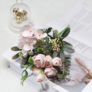 Ramo de novia de Rosa nórdica <span class=keywords><strong>con</strong></span> <span class=keywords><strong>flores</strong></span> artificiales de peoní<span class=keywords><strong>a</strong></span> de seda para decoración, <span class=keywords><strong>flores</strong></span> artificiales de boda, color rosa - Product Image 5