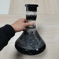 Base de chicha en verre sculptée à la main de 25 cm, noire, accessoires de chicha, vente en gros d'usine, pour bar à chicha