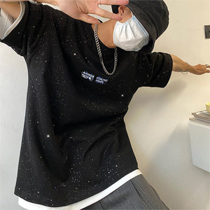 Custom Knitted Heavy Cotton Men's T-Shirt Oversized Drop Shoulder Full for <b>Star</b> Graphic Luxury <b>Designer</b> Short Sleeved - Product Image 2