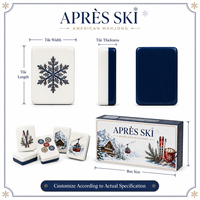 Tuiles de jeu de Mahjong américain Apres Ski, thème station de ski hivernale, sac de transport en acrylique inclus, pour cadeau familial, club, vente en gros, OEM