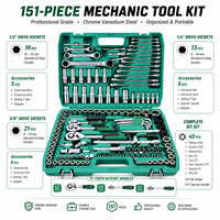Boîte à outils mécaniques fiable de 151 pièces, tous types de clés à cliquet, tournevis et outils pour le service automobile