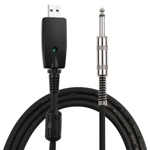 USB吉他Andio电缆USB男性接口到6.35毫米 (1/4英寸) 单声道电吉他连接电缆专业吉他到PC我们