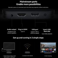 Pour TV Box S (2ème génération) Quad Core Cortex-A55 4K Ultra HD pour lecteur multimédia de streaming TV Wi-Fi double bande Noir