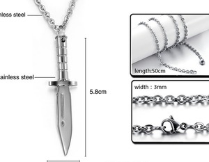 Nuevo estilo, mejor venta, acero inoxidable, cuchillo de daga, collar, hombre - Product Image 5
