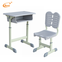 Ensemble Chaise et Bureau Scolaire Moderne Réglable avec 1 Tiroir, Cadre en Acier, Plateau en Plastique, Conception Ergonomique pour Salle de Classe et Chambre à Coucher