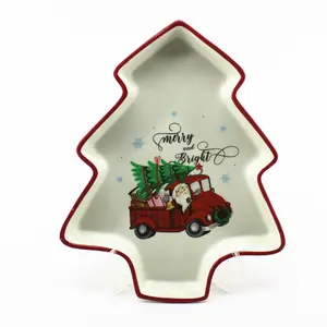 Wholesale Christmas Dish Decorative Ceramic Christmas Plate