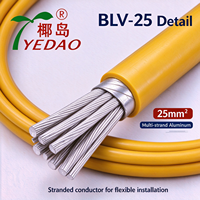 Fil électrique isolé en PVC multi-brins en aluminium jaune BLV-25 25mm2 pour câblage électrique industriel