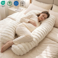 Oreiller de grossesse en forme de U pour l'hiver, en fausse fourrure de lapin, oreiller de maternité et d'allaitement pour dormir, soutien complet du corps