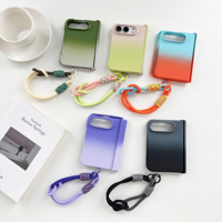 Coque de téléphone tendance dégradée avec cordon, étui rigide pour iPhone Duo, style coréen adorable