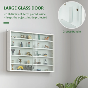 Vitrine moderne à 5 <span class=keywords><strong>niveaux</strong></span> avec <span class=keywords><strong>2</strong></span> portes en verre blanc et <span class=keywords><strong>étagère</strong></span>s réglables Blanc - Product Image 6