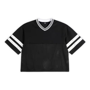 Camisetas de fútbol vintage oversize de corte holgado al por mayor, camisetas de malla cortas estilo streetwear, camisetas de fútbol de manga corta - Product Image 1