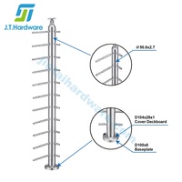 Poteau de câble rond en acier inoxydable 316 haute sécurité de 42 pouces pour garde-corps vertical en câble métallique pour balustrade d'escalier
