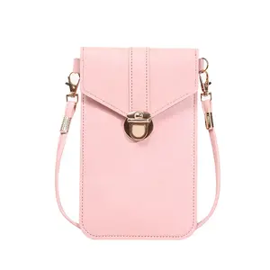 Girls Mobile Phone Bag Pu Leather Mini Touchscreen Crossbody Women Hand Bag See Through Phone Purse Pouch