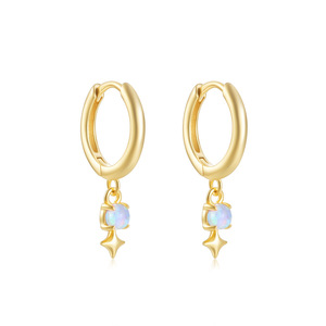 Boucles d'oreilles pendantes en argent sterling S925 avec opale étoile et zircon - Product Image 6