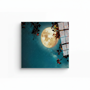 Full Moon <b>Wall</b> Art: Printed <b>Canvas</b> Decor, Serene Room Decor,TEMPERED GLASS ART - Product Image 2
