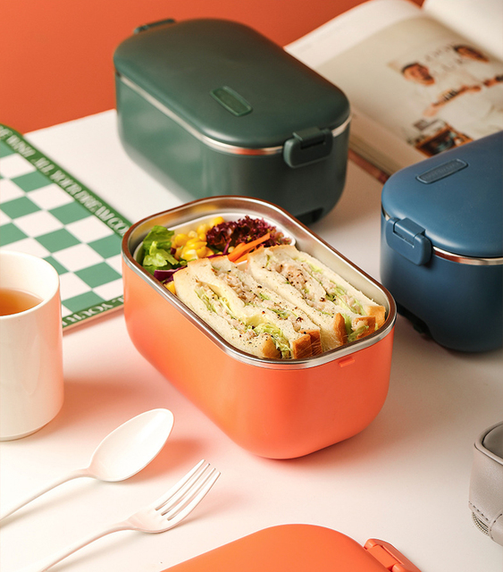 Stainless Steel Thermal Lunch Box Double Wall Insulated Bento Box with Lock Lid Leakproof Food Container 3 Colors Wholesale