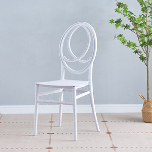 Silla de comedor blanca moderna con respaldo de bambú, plástico PP apilable para césped al aire libre, banquete, boda, taburete perfecto para el hogar - Product Image 5