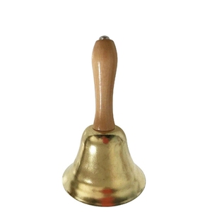 Campana de mano de latón de varios tamaños al por mayor, campana de mano de madera para profesores, para el aula, para dar órdenes y para la educación musical - Product Image 1