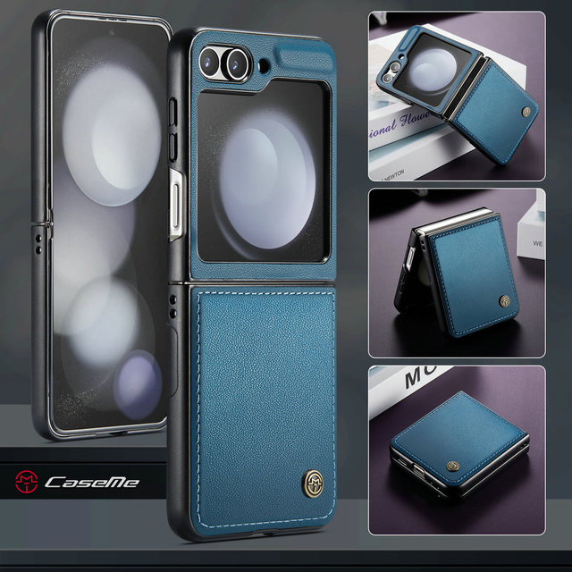 CaseMe New Arrivals 2023 for Samsung Galaxy Z Flip 5 Case Business Luxury Style PU Leather Back for Samsung Z Flip 5 4 3 Cover