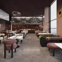 Meubles de restaurant occidental haut de gamme de style crème, ensemble de table et de chaises en métal pour restaurant occidental, hôtel