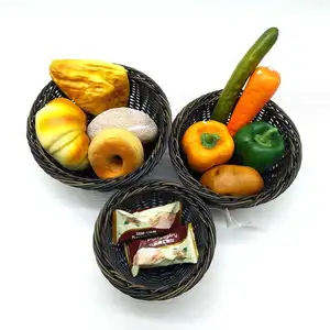批发热卖豪华耐用编织桌面食品水果柳条超市蔬菜塑料藤篮