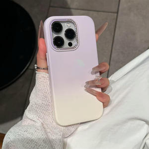 Coque pour iPhone 17, toucher silicone liquide, strass à grandes perforations, caméra à blocs de couleur, antichoc, souple - Product Image 3