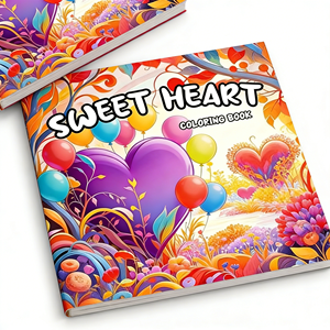 Carnet de coloriage de luxe personnalisé pour adultes, reliure parfaite, service <span class=keywords><strong>d</strong></span>'impression de livres sur mesure, motifs de cœurs, <span class=keywords><strong>livre</strong></span> de coloriage - Product Image 5