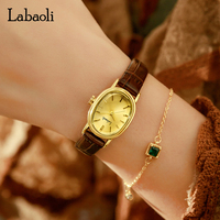 Montre analogique pour femme en cristal haut de gamme avec logo personnalisé en gros, montres à quartz, bracelet en cuir, cadran rotatif