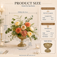 Rangkaian Bunga Meja Pernikahan Taman Prancis Vintage, Delphinium Biru Buatan, Hydrangea Biru Muda, Hydrangea Putih Palsu