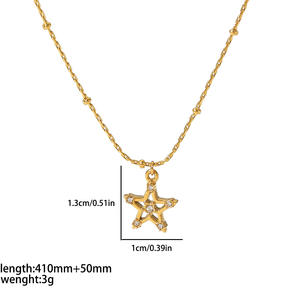 CE-Zertifizierung Zirkon 18K Vergoldete Edelstahl Stern-Mond-Anhänger Halskette Gefertigt mit Langlebigkeit und Stil - Product Image 3
