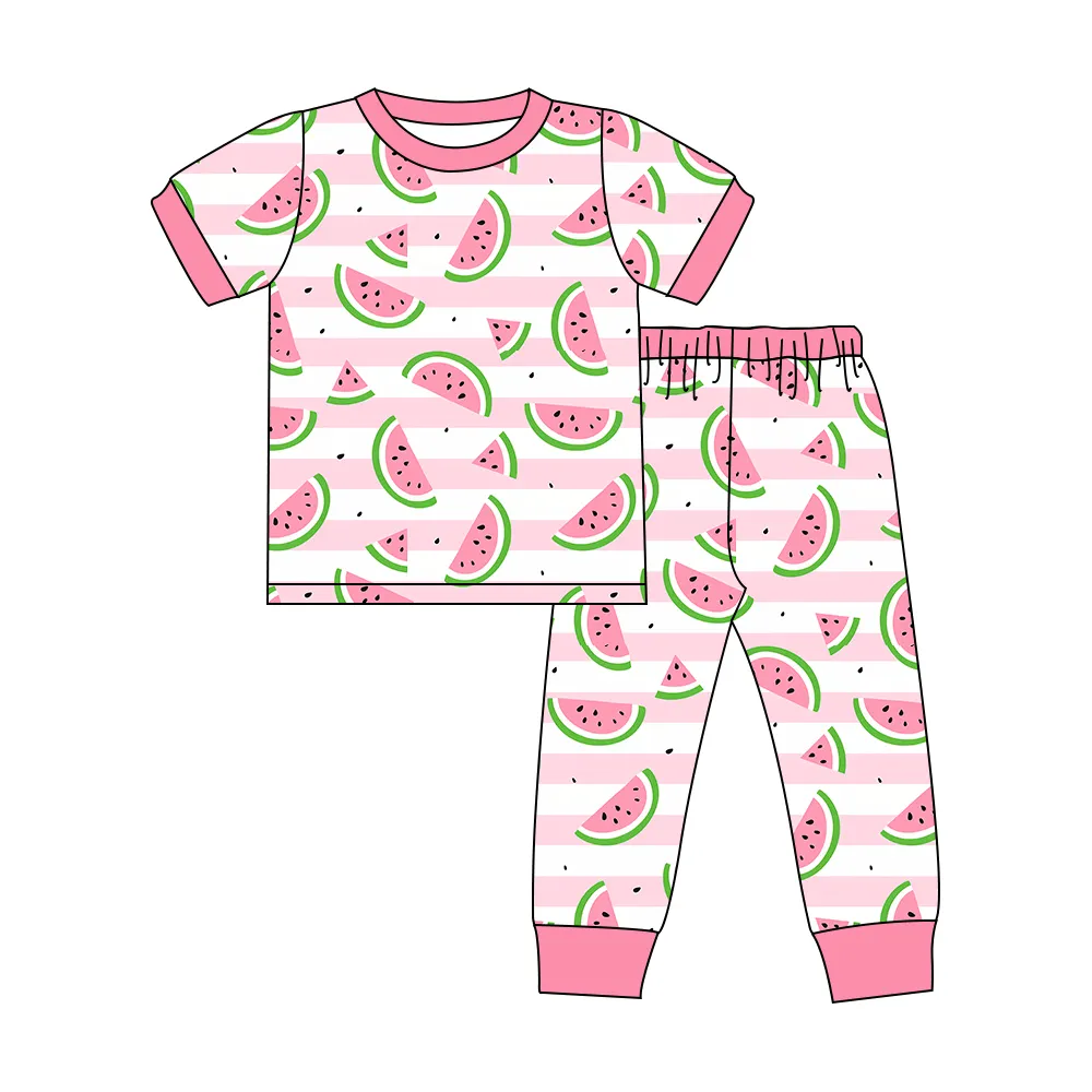 OEM venta al por mayor 2 piezas bebé pijamas mono manga larga suave ropa de dormir algodón niños niñas pijamas elásticos niños Pijamas