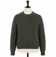 Pull en maille côtelée déchiré personnalisé pour homme, col rond, manches longues, coupe décontractée, style streetwear, fournisseur en gros OEM ODM