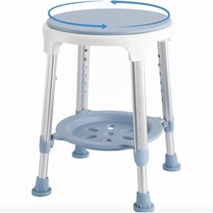 Aluminum Alloy Swivel Shower Chair Light Blue <b>Adjustable</b> <b>Height</b> Bathroom Seat For Elderly Non Slip Bath <b>Stool</b> - Product Image 1