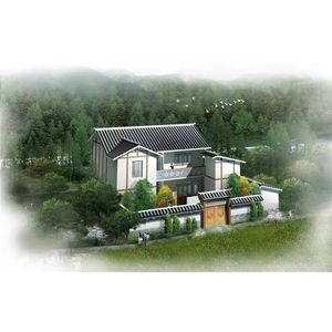Villa de Estructura de Acero, Diseño Chino con Estructura de Acero Ligero, Diseño de Modelo 3D, Instalación In Situ - Product Image 3