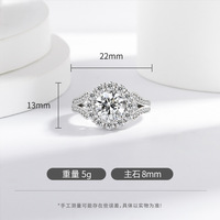 Perhiasan mewah untuk pernikahan perak disepuh 2 karat simulasi Moissanite berlian zirkon cincin untuk cincin jari berkilau zirkon